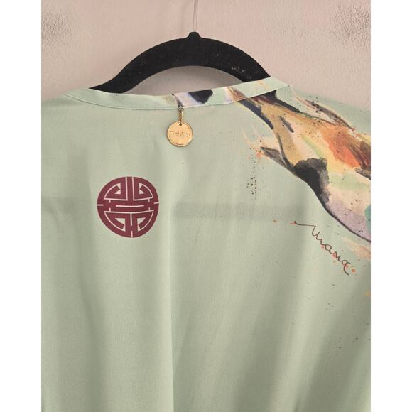 Maria Sanz Mint Green Colorful Dress One Size - Picture 4 of 6